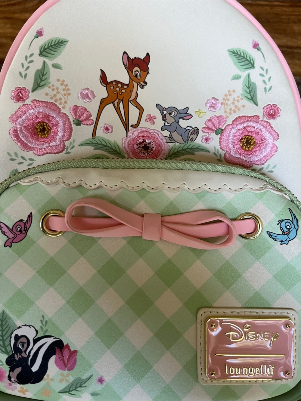 Disney Loungefly Bambi Thumper Flower Springtime Gingham Mini Backpack
